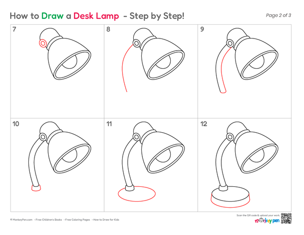 Cute desk lamp illustration for kids