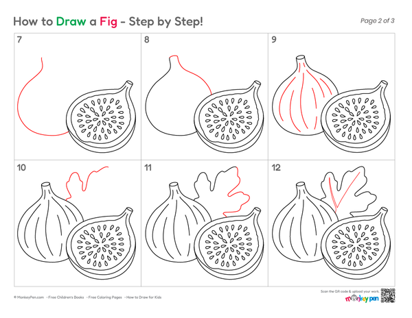 How to Draw a Fig – Easy Step-by-Step Fruit Drawing for Kids