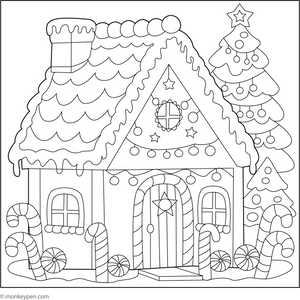 Ginger Bread House Coloring Page