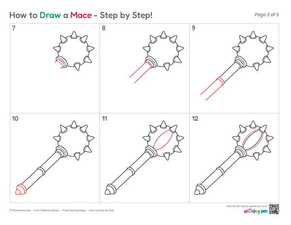 Easy mace illustration for children to color and enjoy.