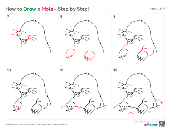How to Draw a Mole – Easy Step-by-Step Animal Drawing for Kids