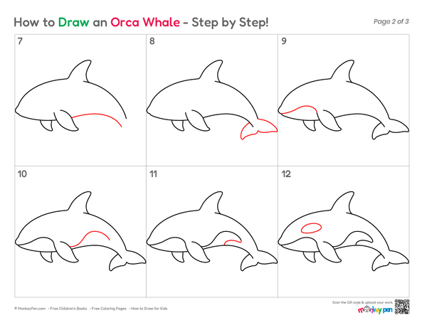How to Draw an Orca Whale – Step-by-Step Ocean Animal Drawing for Kids