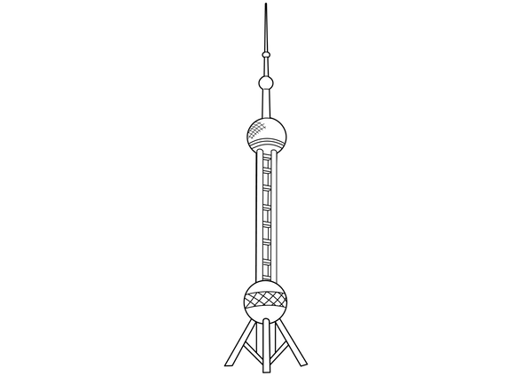 Oriental Pearl Tower coloring page – fun and educational printable for children