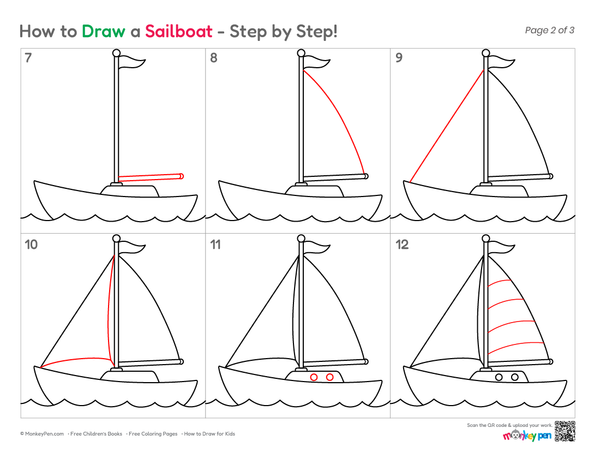 How to Draw a Sailboat – Step-by-Step Boat Drawing for Kids