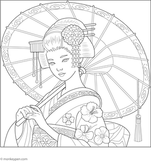 Geisha Coloring Page