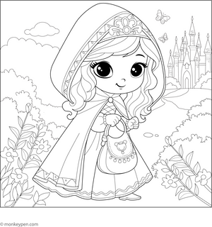 Little Princess In Garden Coloring Page
