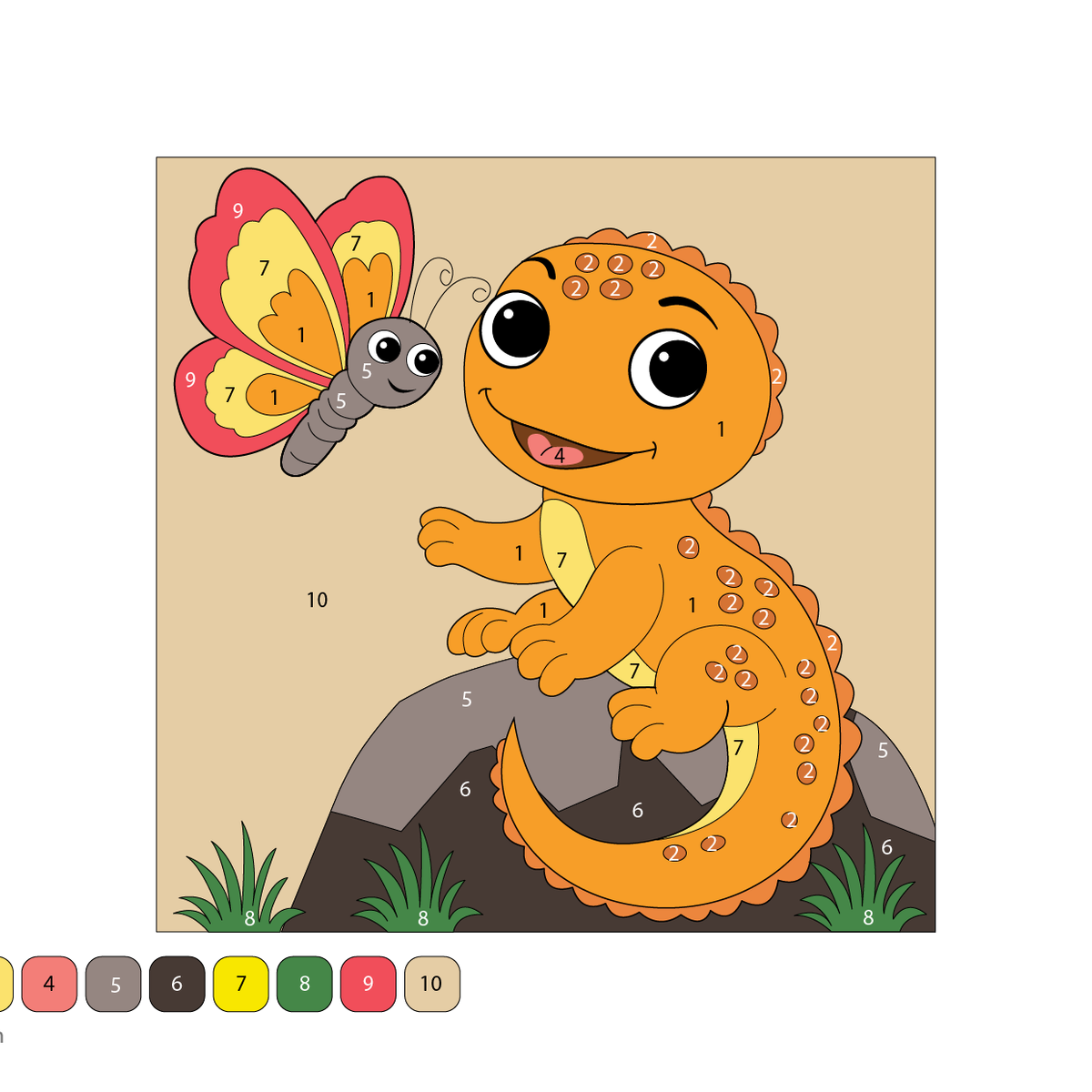 Cartoon Lizard Color by Number – Reptile Activity Download