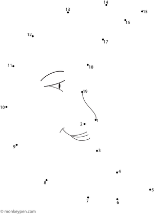 Connect-the-dots activity featuring a crescent moon with a friendly smile and sparkling stars for children to complete and color.