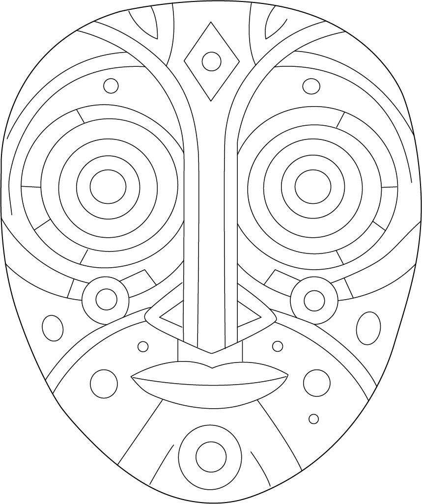 tribal-mask-coloring-page for Free Printable African Mask Template Tribal Mask Coloring Page for Free Printable African Mask Template