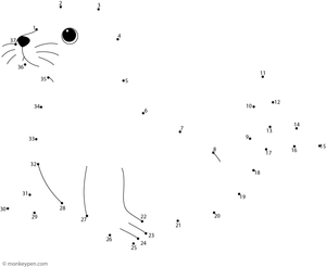 A playful seal with flippers and a cute face, brought to life through a connect-the-dots activity for children.