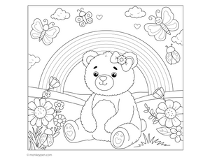 Bear in the Meadows Coloring Page – fun and educational printable for children
