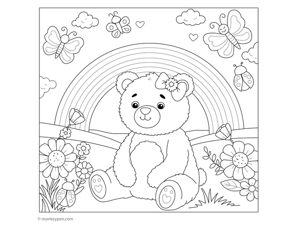 Bear in the Meadows Coloring Page – fun and educational printable for children