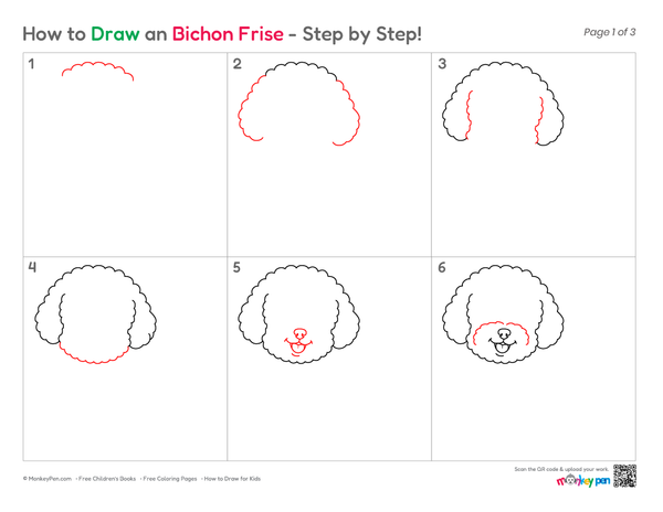 Easy Bichon Frise coloring page for kids