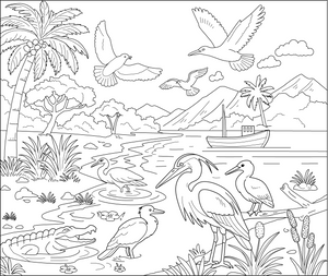 Birds In Their Habitats coloring page – fun and educational printable for children