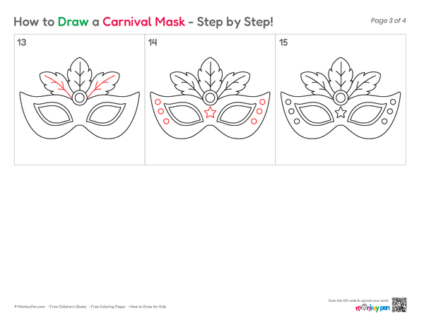 Cute carnival mask drawing for kids