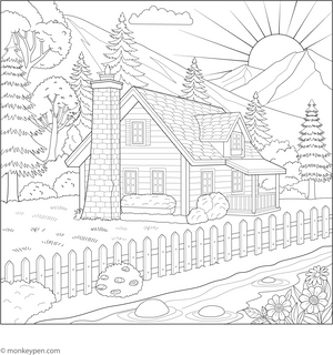 Cottage Houses Coloring Page – fun and educational printable for children