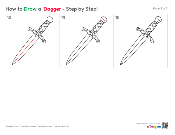 How to Draw a Dagger – Step-by-Step Historical Object Drawing for Kids