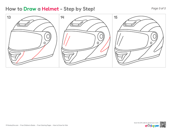 Cute helmet illustration for kids and beginner artists.