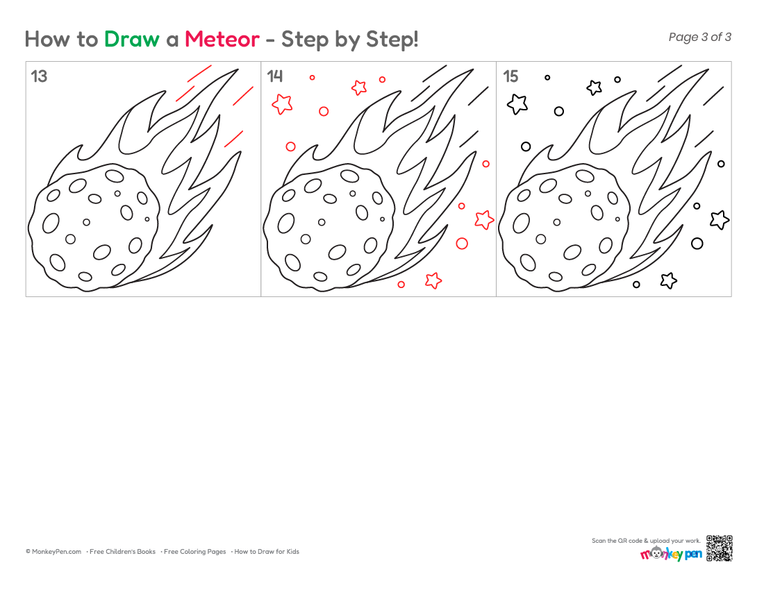 Simple Draw Meteor How to Draw a Meteor – Easy Step-by-Step Space Drawing for Kids
