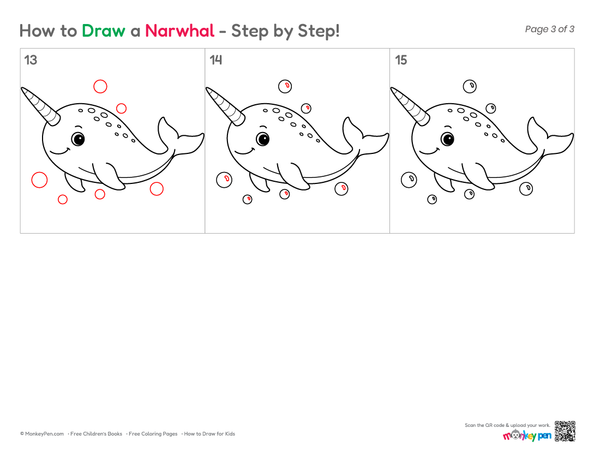 How to Draw a Narwhal – Step-by-Step Arctic Animal Drawing for Kids
