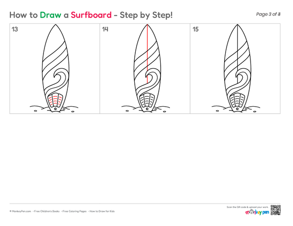 How to Draw a Surfboard – Step-by-Step Beach Drawing for Kids