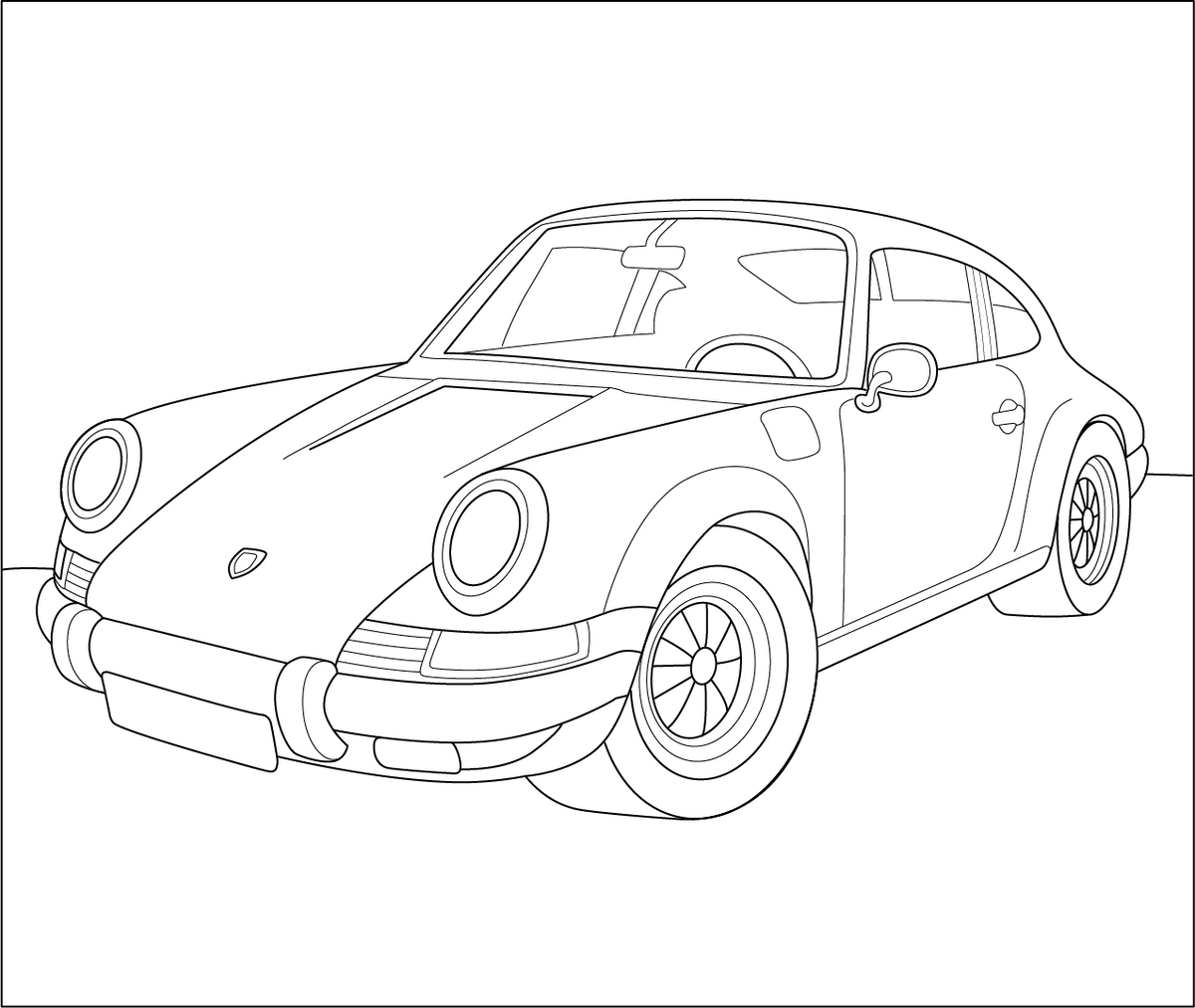 Vintage Racer Car Coloring Page