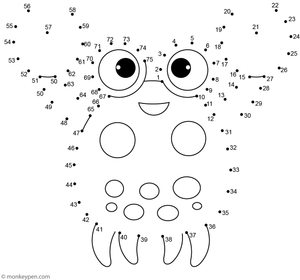 A friendly cartoon crab with claws and round eyes appears as children connect the dots in this ocean-themed activity.