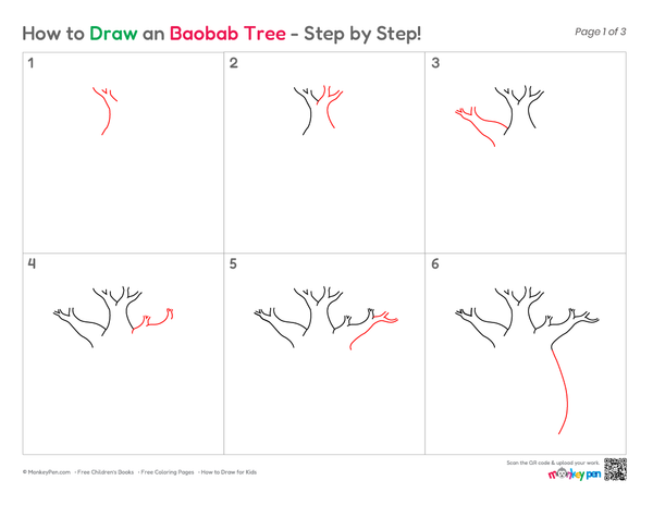 Beginner-friendly Baobab Tree drawing
