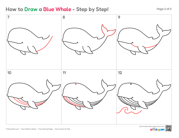 How to Draw a Blue Whale – Step-by-Step Ocean Animal Drawing for Kids