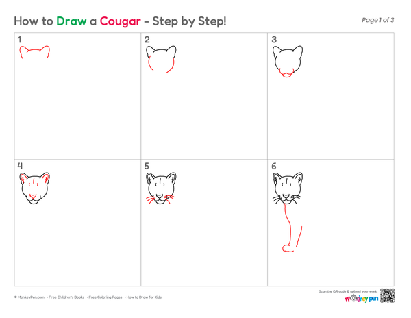 Beginner-friendly cougar drawing for children
