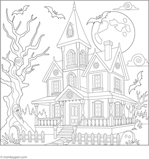 Haunted House Coloring Page – fun and educational printable for children