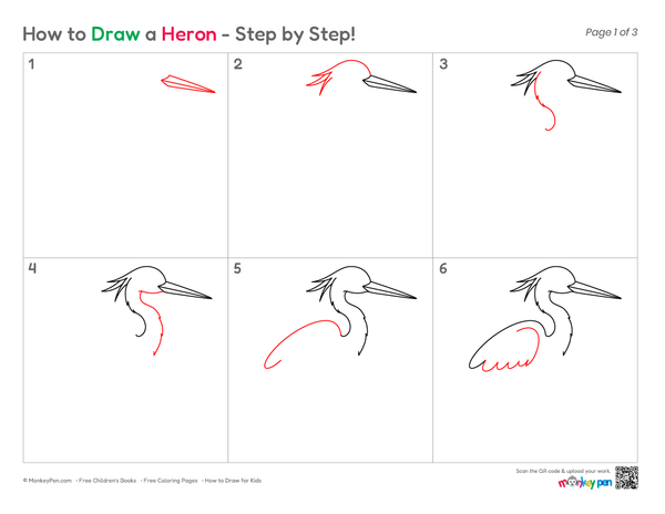 How to Draw a Heron – Step-by-Step Water Bird Drawing for Kids