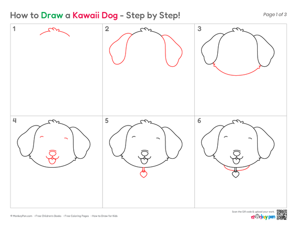 Kawaii dog printable drawing