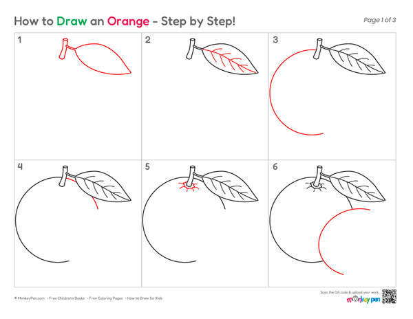 How to Draw an Orange – Step-by-Step Fruit Drawing for Kids
