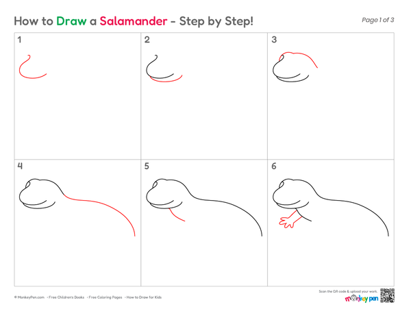 Simple Salamander coloring page for kids