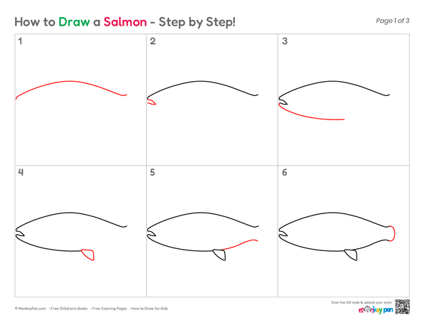 How to Draw a Salmon – Easy Step-by-Step Fish Drawing for Kids