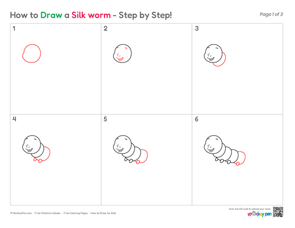 Simple Silkworm insect drawing for kids