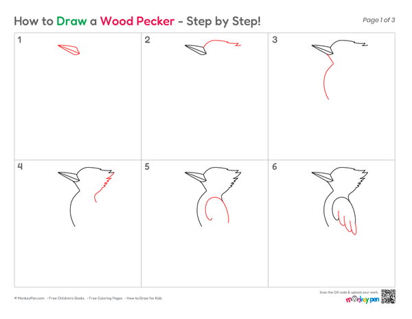 Simple woodpecker artwork for kids.
