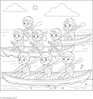 Row Boat Coloring Page