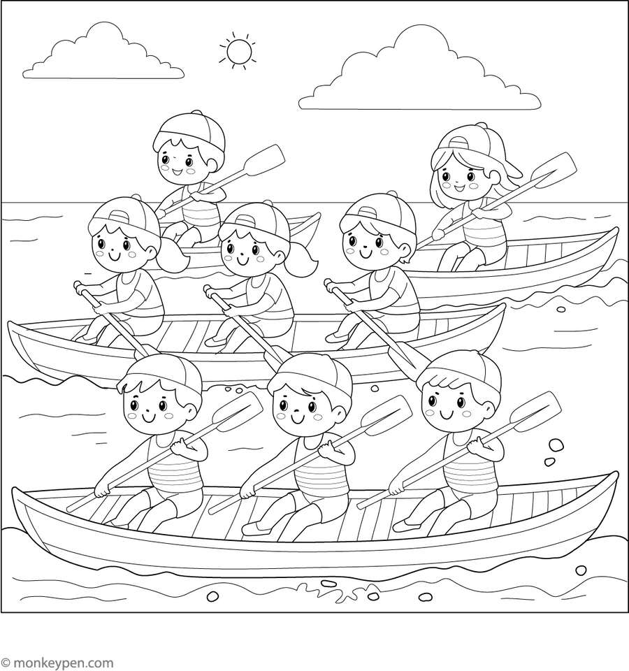 Row Boat Coloring Page – Relaxing Watercraft Printable for Kids