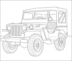 Historic Military Jeep coloring page – fun and educational printable for children