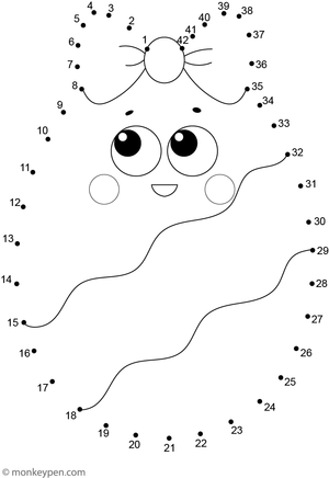 A decorated Easter egg made of patterns and shapes appears as children connect numbered dots in this holiday-themed worksheet.