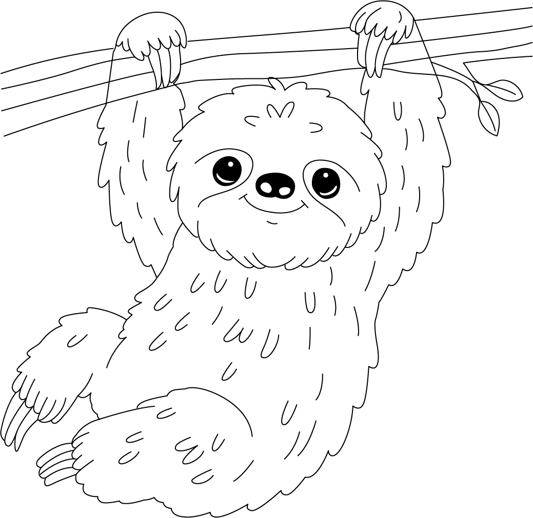 Sloth Colored In Sloth Colouring In Printable