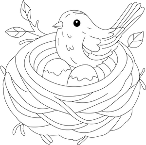 Bird Nest coloring page – fun and educational printable for children