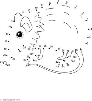 Children connect the dots to reveal an adorable elephant shrew with a long snout and bright eyes in this wildlife educational worksheet.