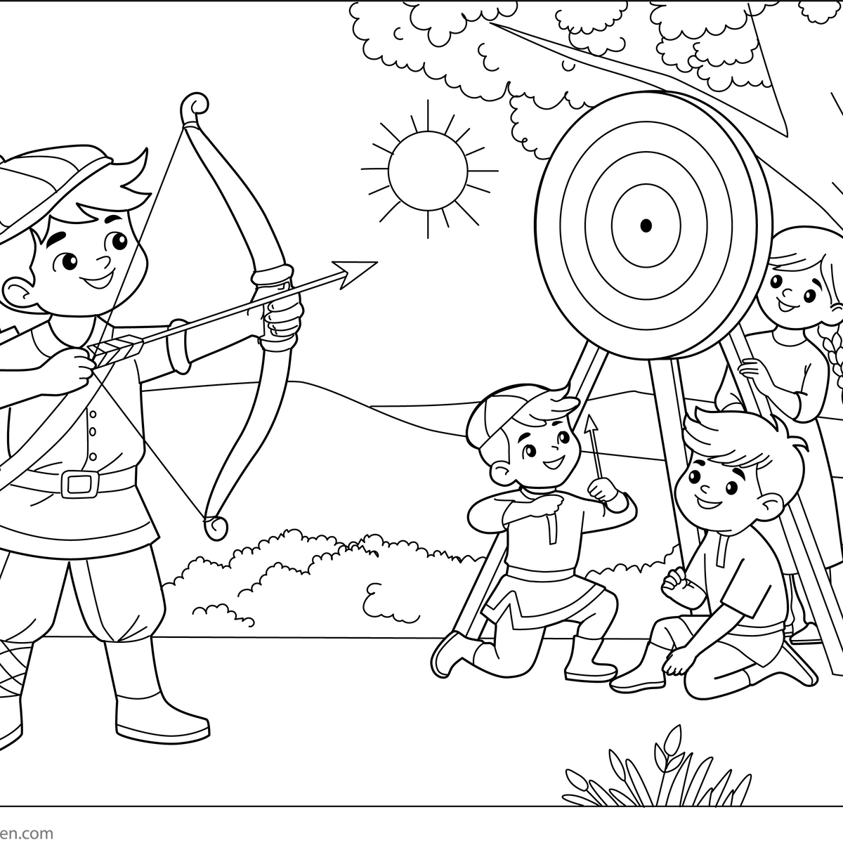 Targetcoloring Page Archery Free Printable Coloring Page PDF for Kids