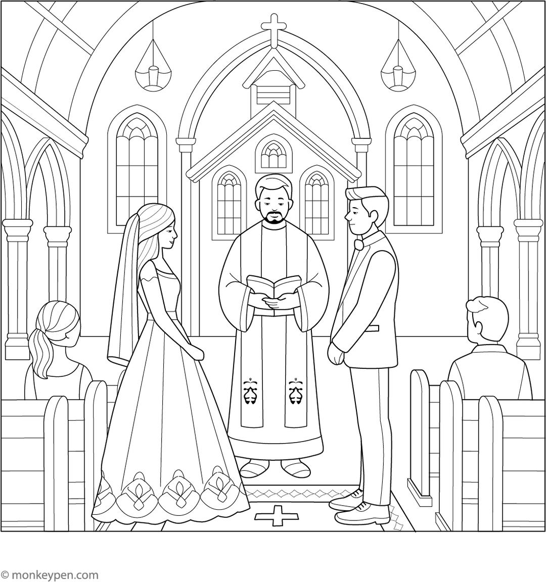 Christian Wedding Coloring Page