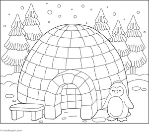 Igloo Coloring Page – fun and educational printable for children
