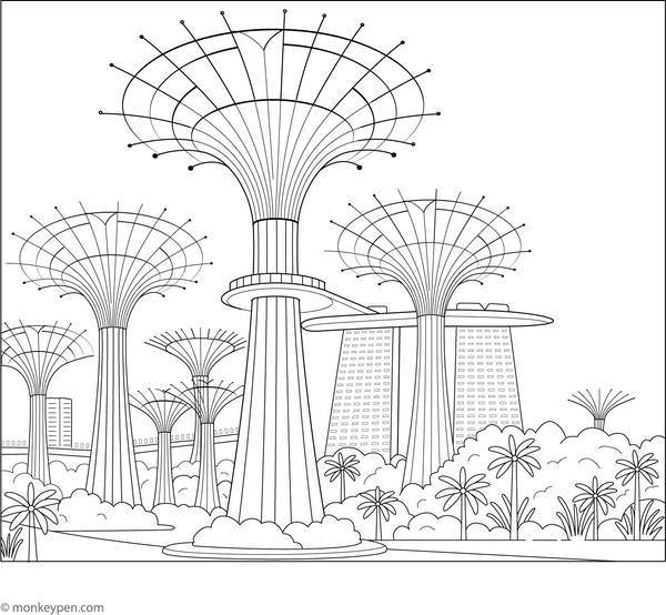 Gardens by the Bay Coloring Page – fun and educational printable for children