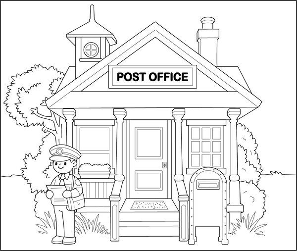 Post Office coloring page – fun and educational printable for children